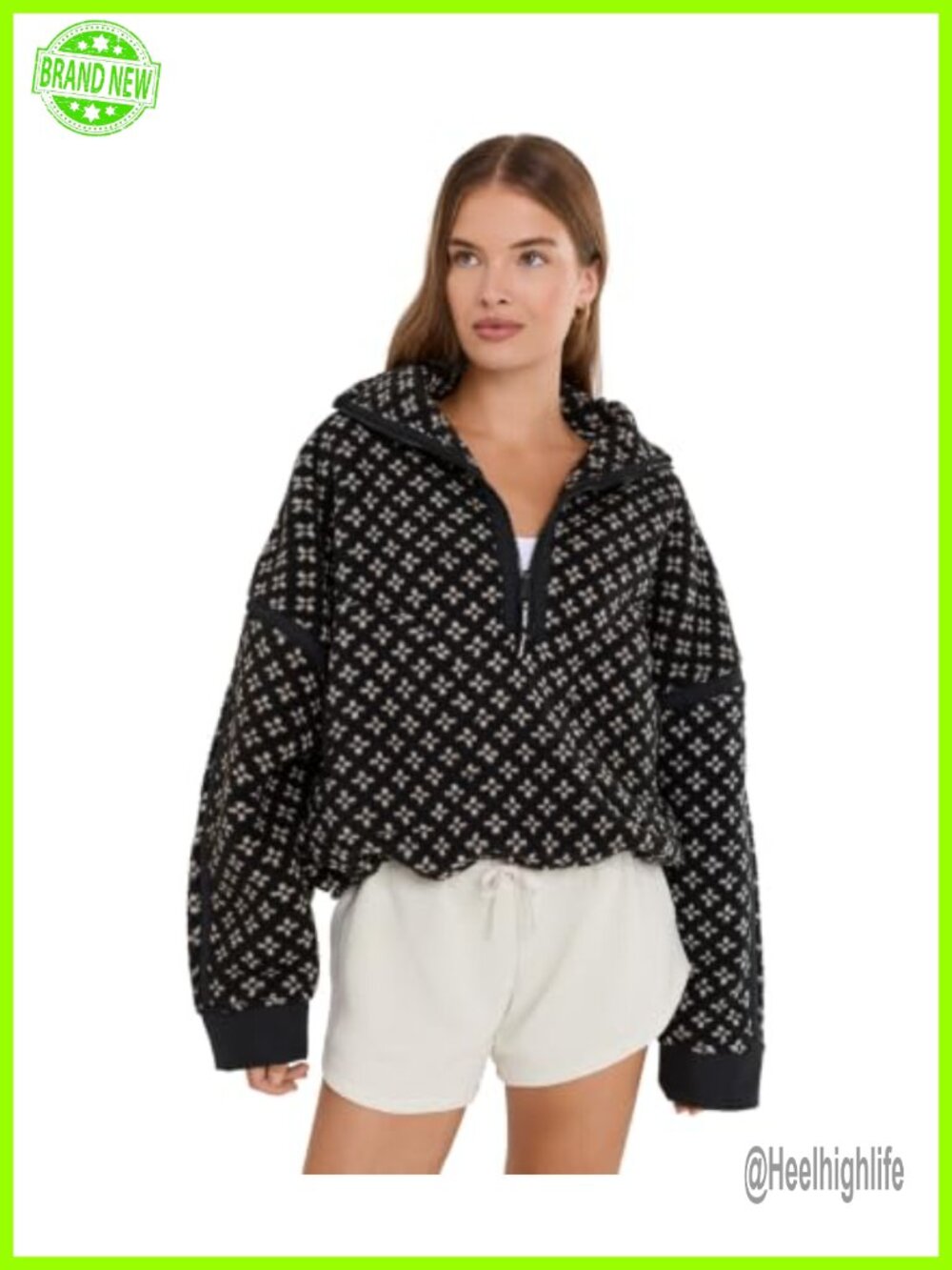 Womens Printed Mountain High Half Zip Pullover Sweatshirt Hooded Long Sleeve